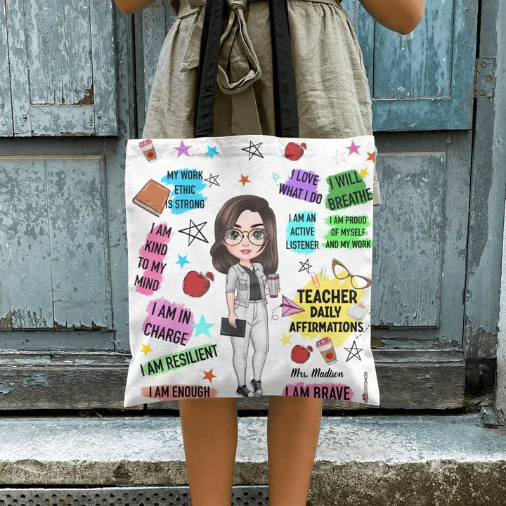 Personalized Tote Bag - Teacher's Day, Birthday Gift For Teacher - I Love What I Do ARND005