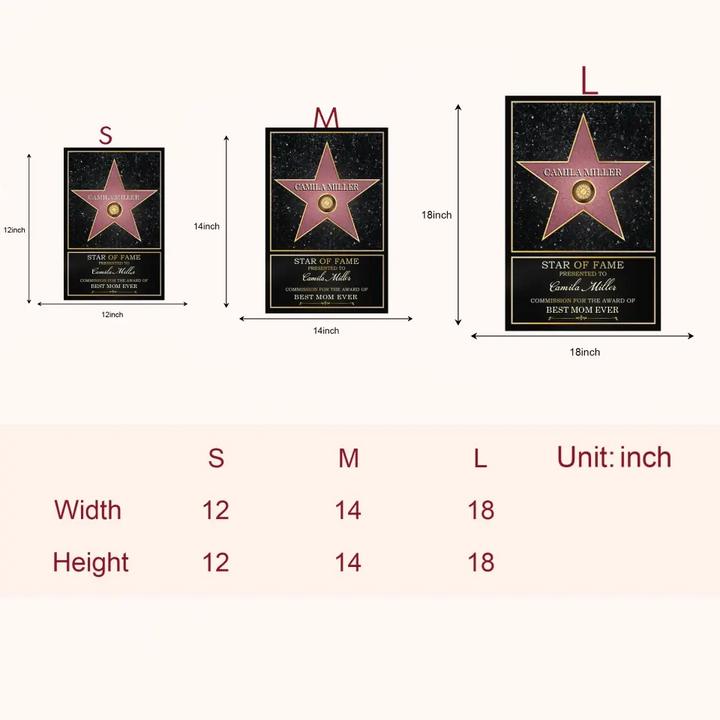 Personalized Door Sign - Mother's Day, Father's Day Gift, Birthday Gift For Mom, Grandma, Dad, Grandpa - Star Of Fame ARND0014