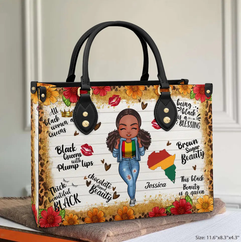 Personalized Leather Bag - Juneteenth, Birthday Gift For Black Woman - Brown Sugar Beauty ARND005