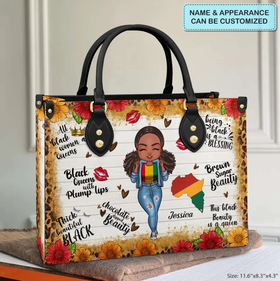 Personalized Leather Bag - Juneteenth, Birthday Gift For Black Woman - Brown Sugar Beauty ARND005