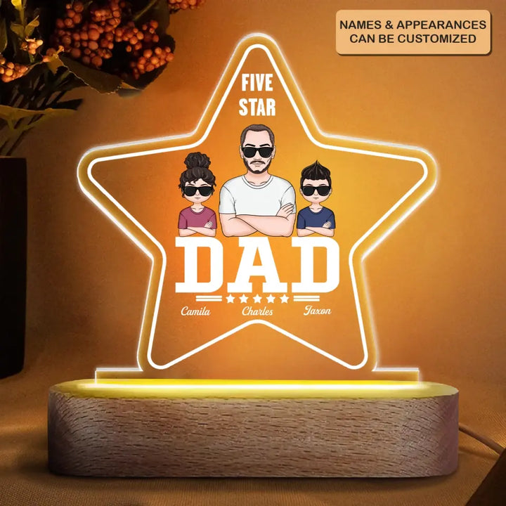 Personalized Acrylic LED Night Light - Father's Day, Birthday Gift For Dad, Grandpa - Five Star Dad ARND018