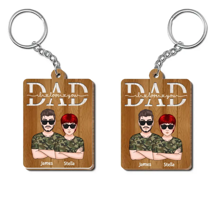 Personalized Wooden Keychain - Father's Day, Birthday Gift For Dad, Grandpa - I Love You Dad ARND005
