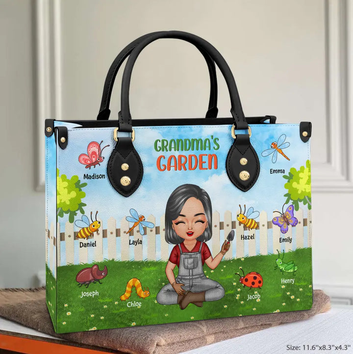 Personalized Leather Bag - Mother's Day, Birthday Gift For Mom, Grandma - Grandma's Garden ARND018