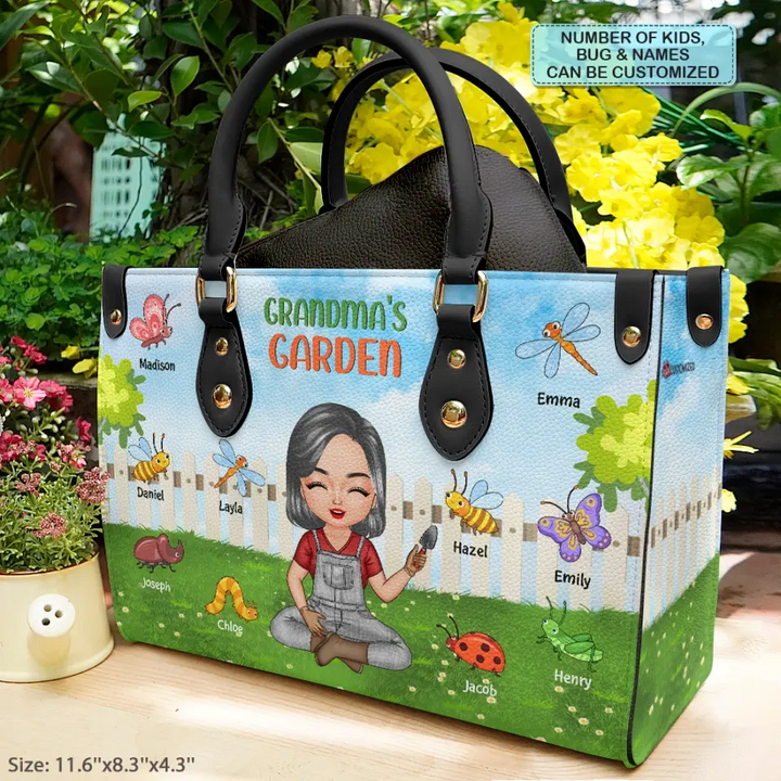 Personalized Leather Bag - Mother's Day, Birthday Gift For Mom, Grandma - Grandma's Garden ARND018