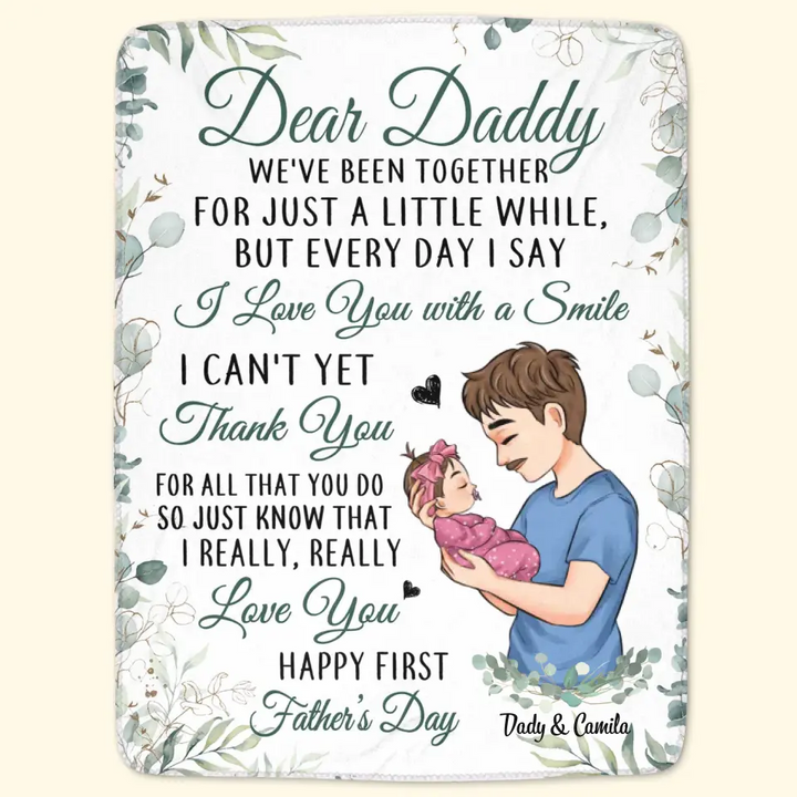Personalized Blanket - Birthday, Father's Day Gift For Dad - I Love You With A Smile First Fathers Day ARND0014