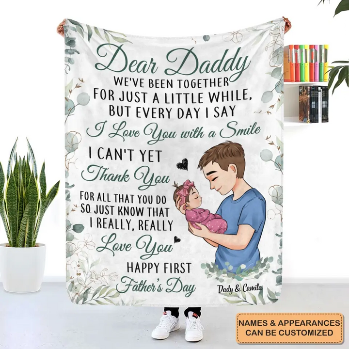 Personalized Blanket - Birthday, Father's Day Gift For Dad - I Love You With A Smile First Fathers Day ARND0014