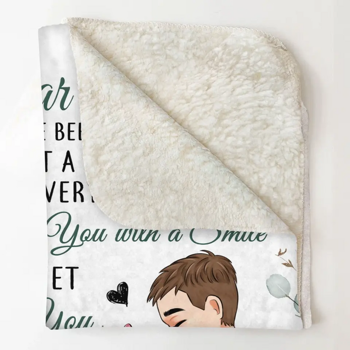 Personalized Blanket - Birthday, Father's Day Gift For Dad - I Love You With A Smile First Fathers Day ARND0014