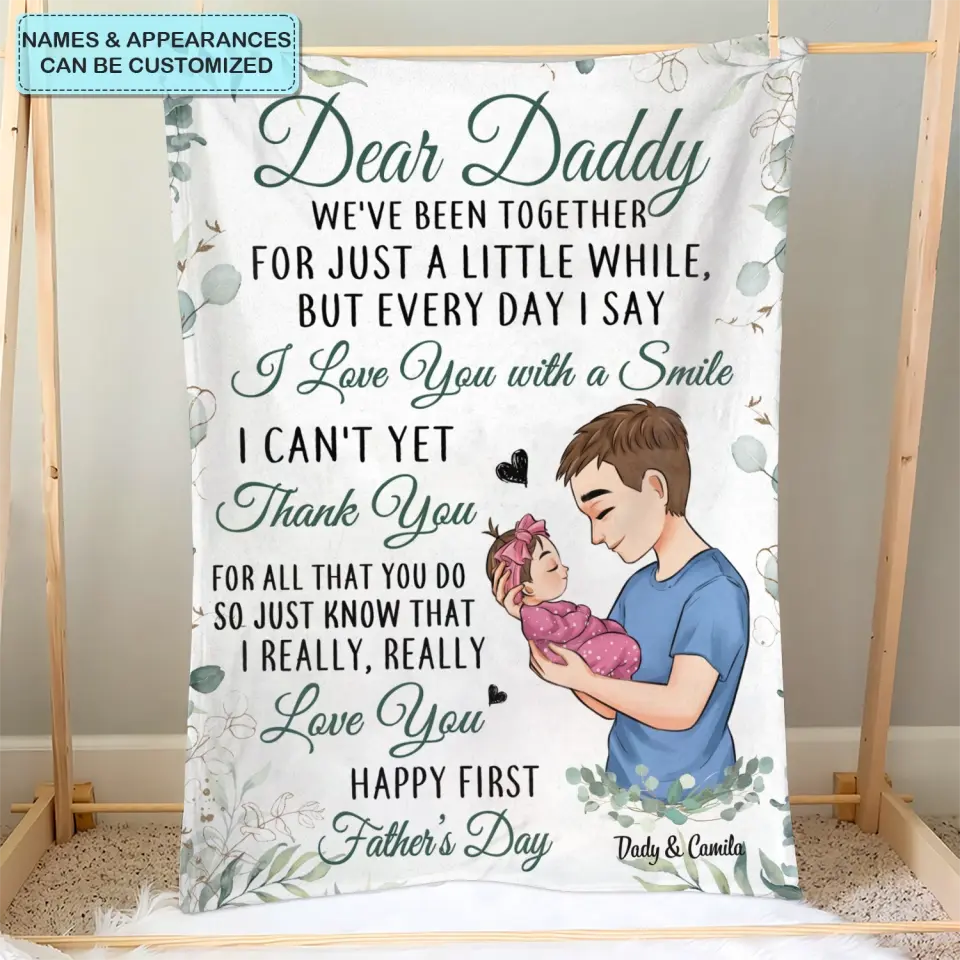 Personalized Blanket - Birthday, Father's Day Gift For Dad - I Love You With A Smile First Fathers Day ARND0014