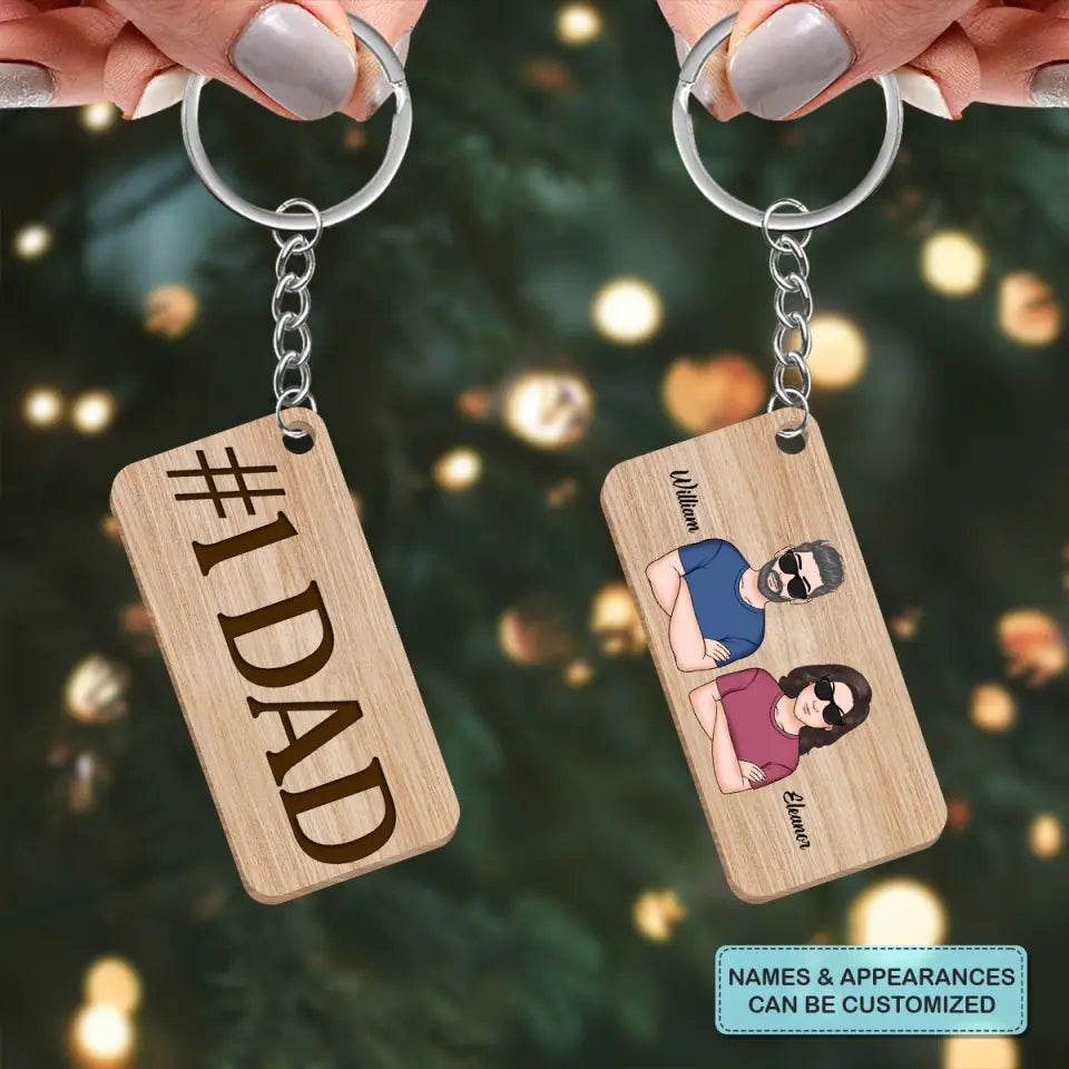 Personalized Wooden Keychain - Father's Day, Birthday Gift For Dad, Grandpa - #1 Dad ARND005