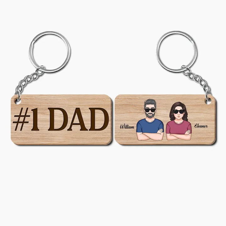 Personalized Wooden Keychain - Father's Day, Birthday Gift For Dad, Grandpa - #1 Dad ARND005