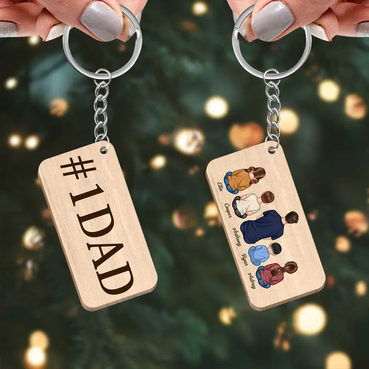 Personalized Wooden Keychain - Father's Day, Birthday Gift For Dad, Grandpa - Best Dad Ever ARND0014