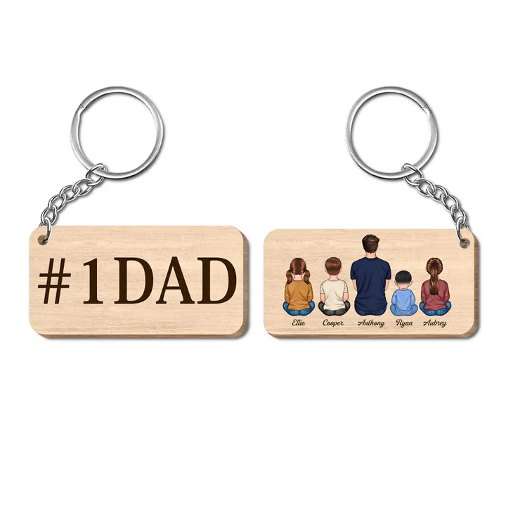 Personalized Wooden Keychain - Father's Day, Birthday Gift For Dad, Grandpa - Best Dad Ever ARND0014