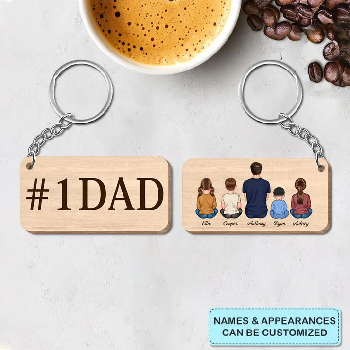 Personalized Wooden Keychain - Father's Day, Birthday Gift For Dad, Grandpa - Best Dad Ever ARND0014
