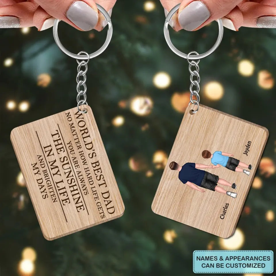 Personalized Wooden Keychain - Father's Day, Birthday Gift For Dad, Grandpa - World's Best Dad ARND018