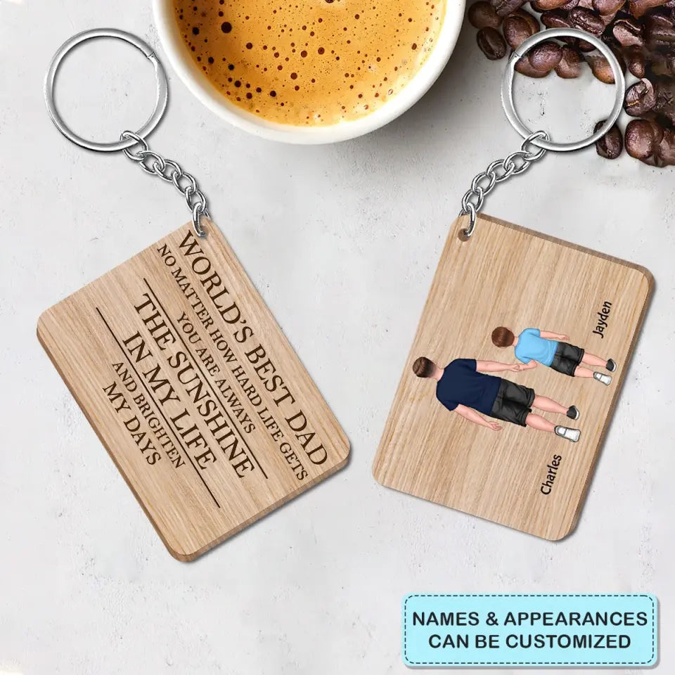 Personalized Wooden Keychain - Father's Day, Birthday Gift For Dad, Grandpa - World's Best Dad ARND018