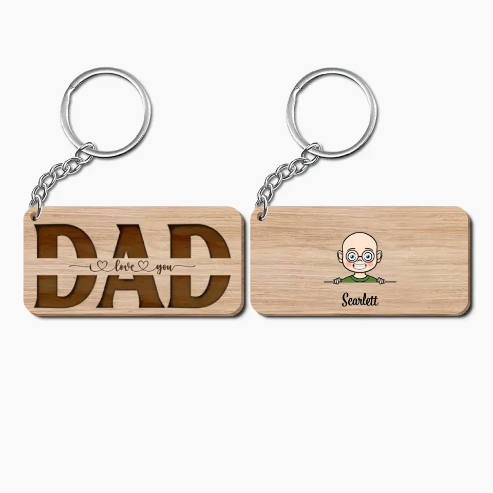 Personalized Wooden Keychain - Father's Day, Birthday Gift For Dad - We Love You Daddy