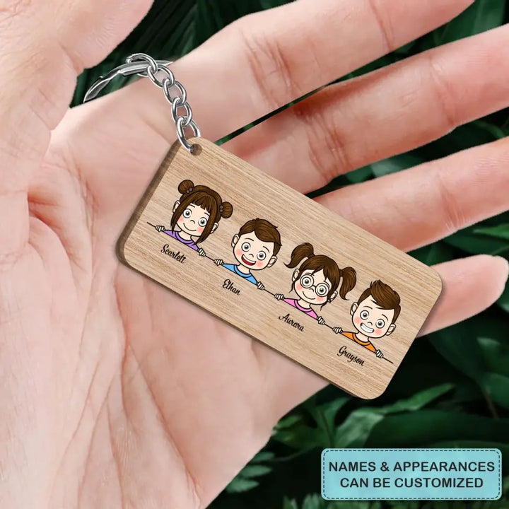 Personalized Wooden Keychain - Father's Day, Birthday Gift For Dad - We Love You Daddy