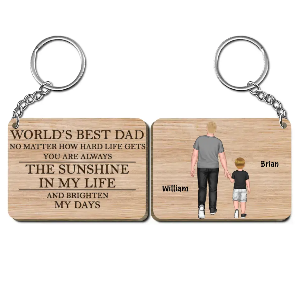 Personalized Wooden Keychain - Father's Day, Birthday Gift For Dad, Grandpa - World's Best Dad ARND018