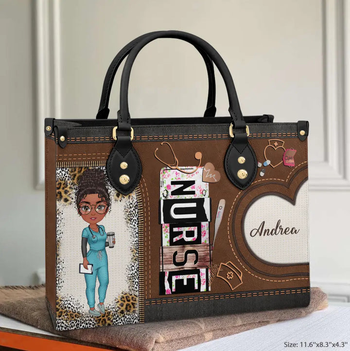 Personalized Leather Bag - Birthday, Nurse's Day For Nurse - Nurse Life Leopard ARND018