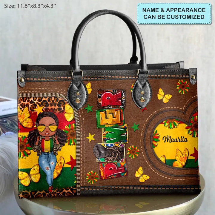 Personalized Leather Bag - Juneteenth, Birthday Gift For Black Woman - Power ARND005
