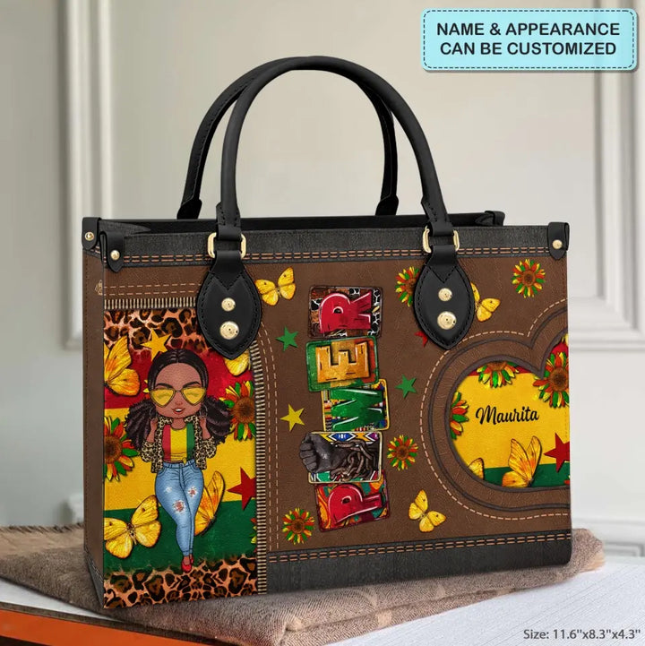 Personalized Leather Bag - Juneteenth, Birthday Gift For Black Woman - Power ARND005