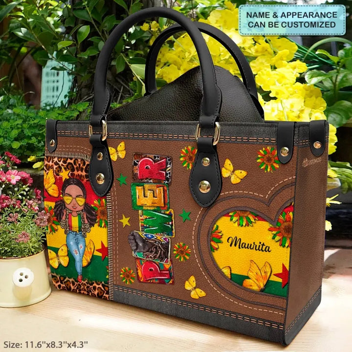 Personalized Leather Bag - Juneteenth, Birthday Gift For Black Woman - Power ARND005