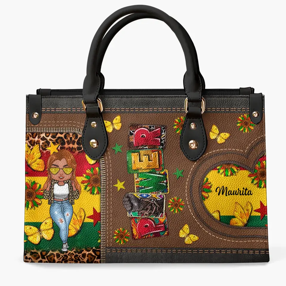 Personalized Leather Bag - Juneteenth, Birthday Gift For Black Woman - Power ARND005