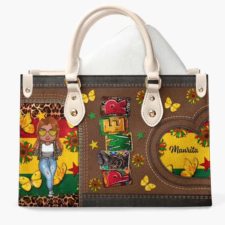 Personalized Leather Bag - Juneteenth, Birthday Gift For Black Woman - Power ARND005