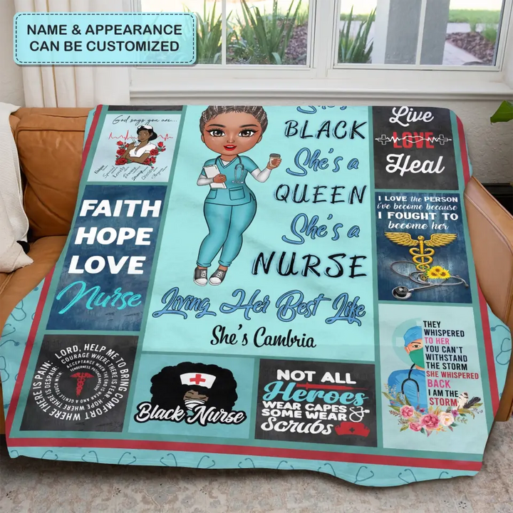 Personalized Blanket - Birthday, Nurse's Day Gift For Nurse - Faith Hope Love Nurse Life ARND0014