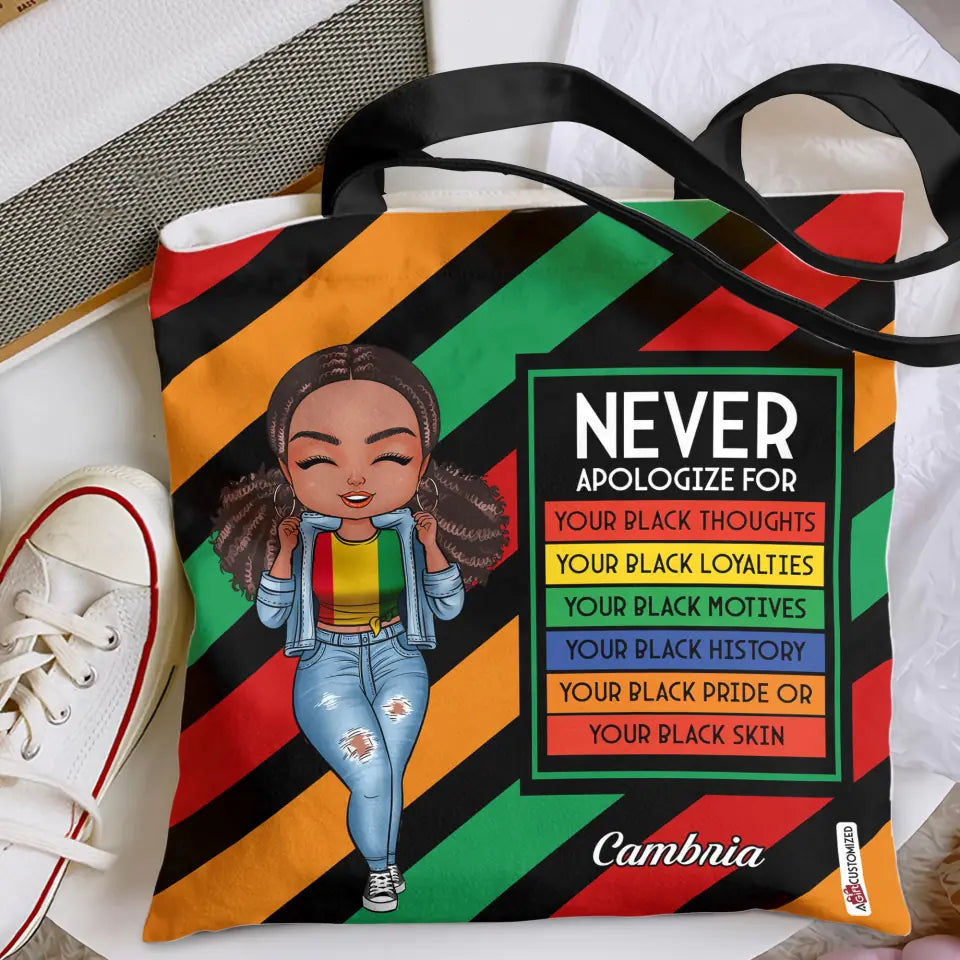 Personalized Tote Bag - Juneteenth, Birthday Gift For Black Woman - Juneteenth Never Apologize ARND005