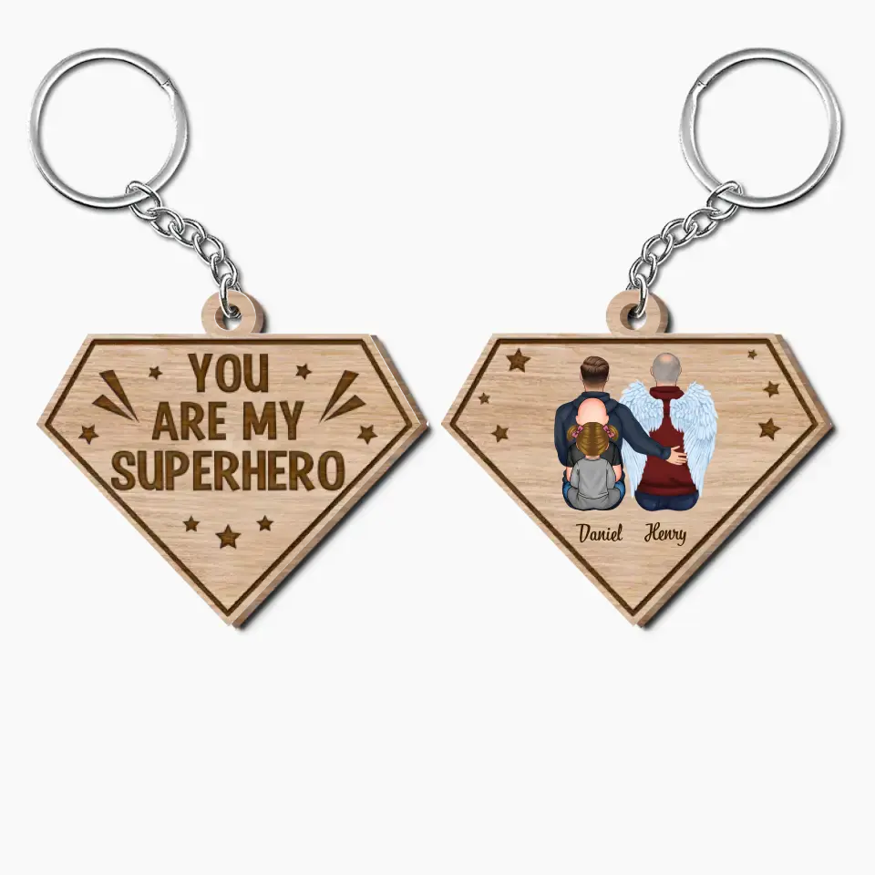 Personalized Wooden Keychain - Father's Day, Birthday Gift For Dad, Grandpa - We Need You Here With Us ARND0014