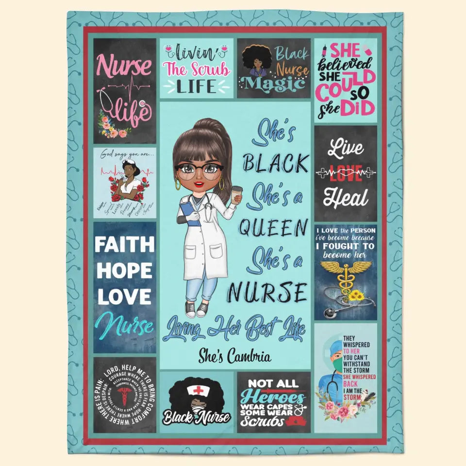 Personalized Blanket - Birthday, Nurse's Day Gift For Nurse - Faith Hope Love Nurse Life ARND0014