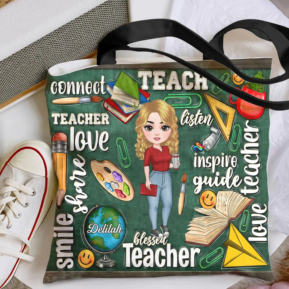Personalized Tote Bag - Teacher's Day, Birthday Gift For Teacher - Blessed Teacher ARND005