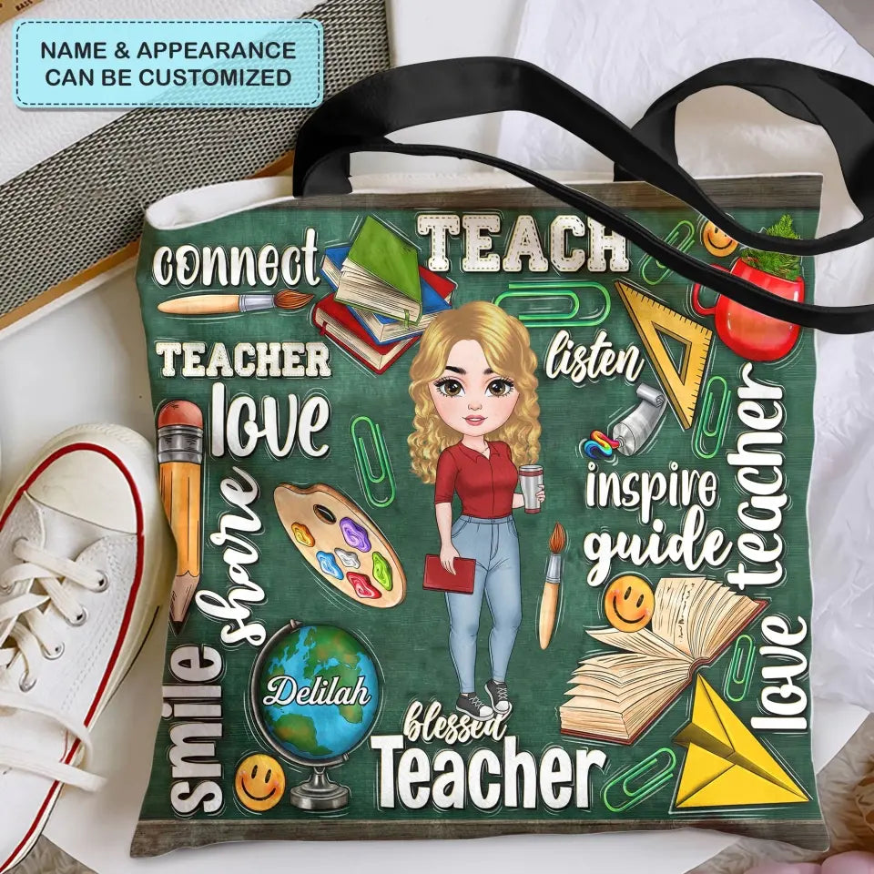 Personalized Tote Bag - Teacher's Day, Birthday Gift For Teacher - Blessed Teacher ARND005