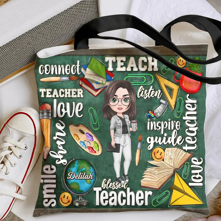 Personalized Tote Bag - Teacher's Day, Birthday Gift For Teacher - Blessed Teacher ARND005