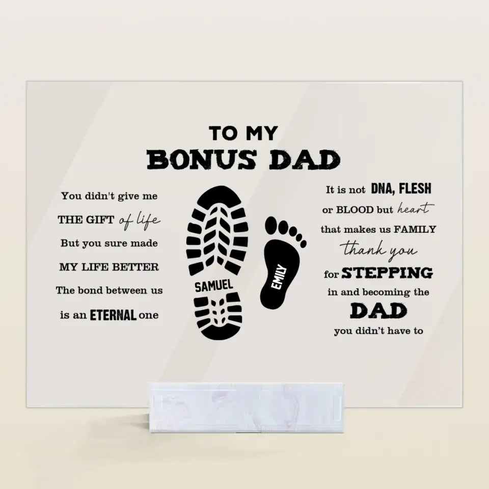 Personalized Rectangle Acrylic Plaque - Father's Day, Birthday Gift For Dad, Grandpa, Bonus Dad - To Our Bonus Dad ARND0014