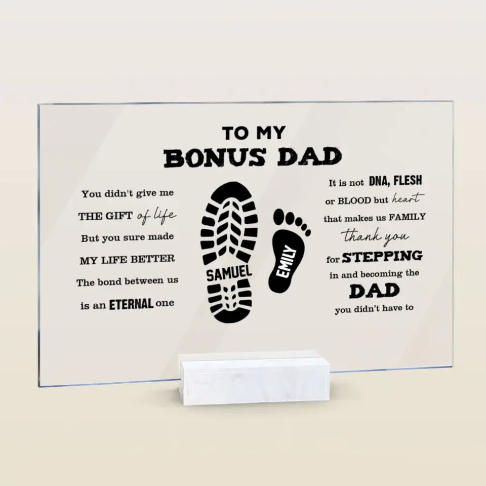 Personalized Rectangle Acrylic Plaque - Father's Day, Birthday Gift For Dad, Grandpa, Bonus Dad - To Our Bonus Dad ARND0014