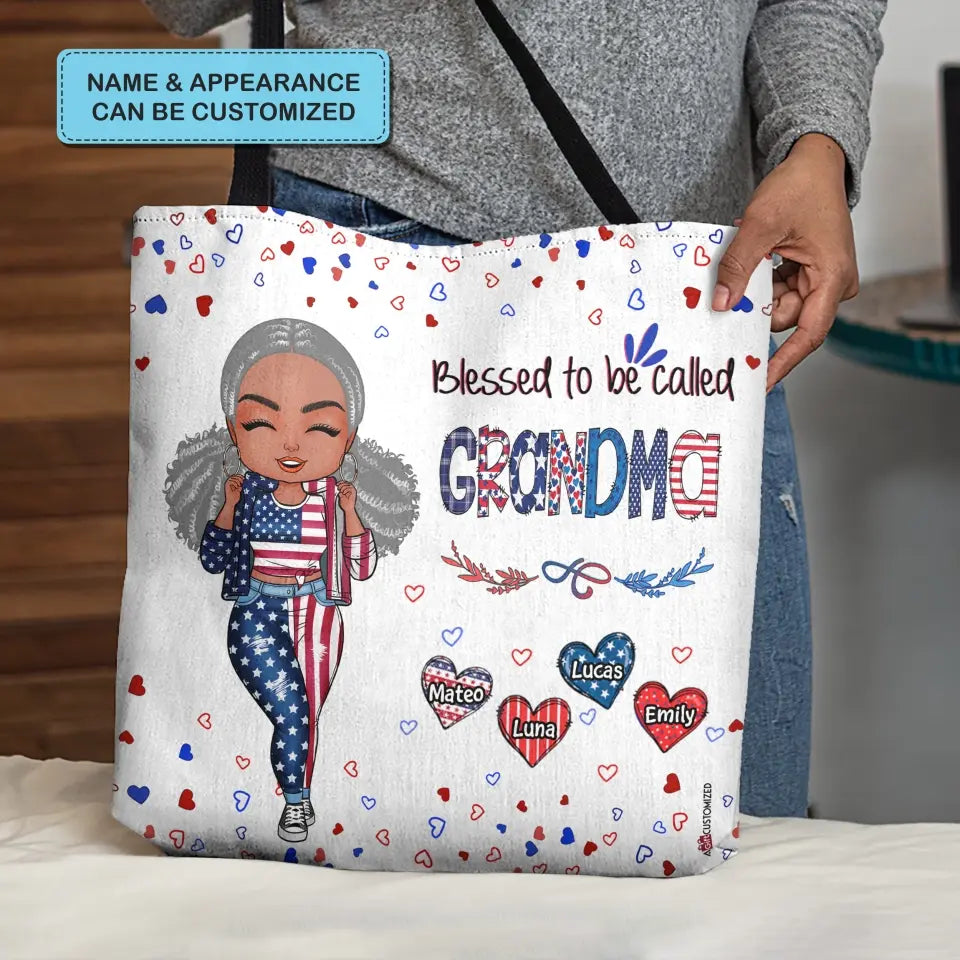 Personalized Tote Bag - Independence Day, Birthday, Mother's Day Gift For Mom, Grandma - Blessed To Be Called Grandma 4th Of July ARND005