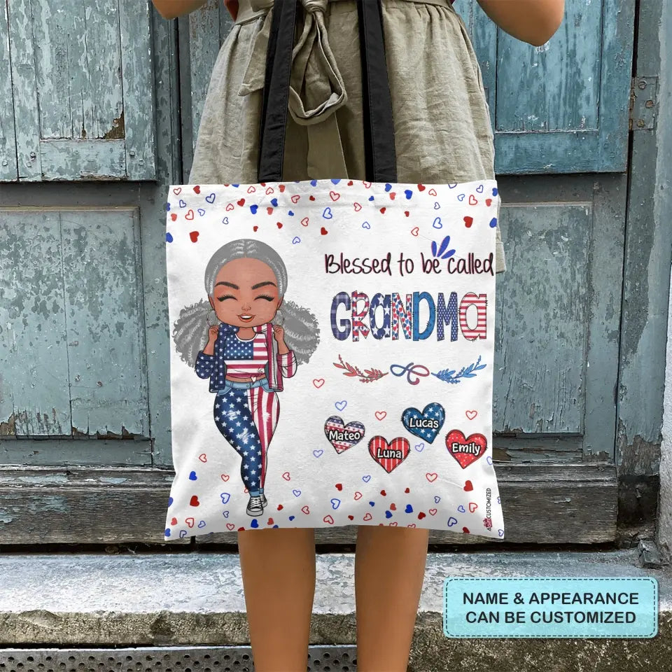 Personalized Tote Bag - Independence Day, Birthday, Mother's Day Gift For Mom, Grandma - Blessed To Be Called Grandma 4th Of July ARND005
