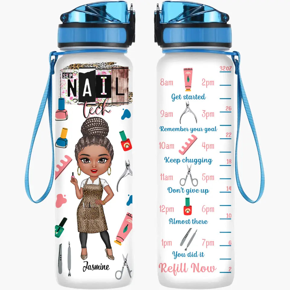 Personalized Water Tracker Bottle - Birthday Gift For Nail Tech - Love Being A Nail Tech ARND0014