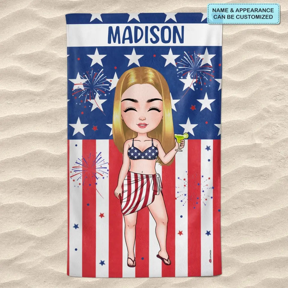 Personalized Beach Towel - Birthday, Vacation Gift, Summer Gift For Beach Lover, Beach Girl - 4th Of July Girl ARND036