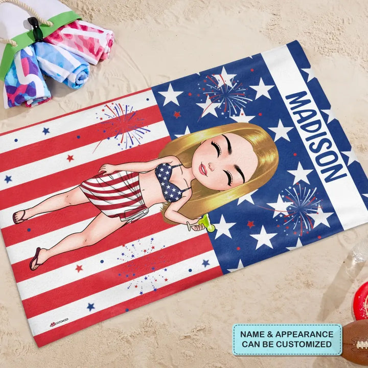 Personalized Beach Towel - Birthday, Vacation Gift, Summer Gift For Beach Lover, Beach Girl - 4th Of July Girl ARND036