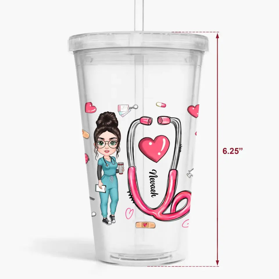Personalized Acrylic Tumbler - Nurse's Day, Birthday Gift For Nurse - She Works Willingly With Her Hands ARND005
