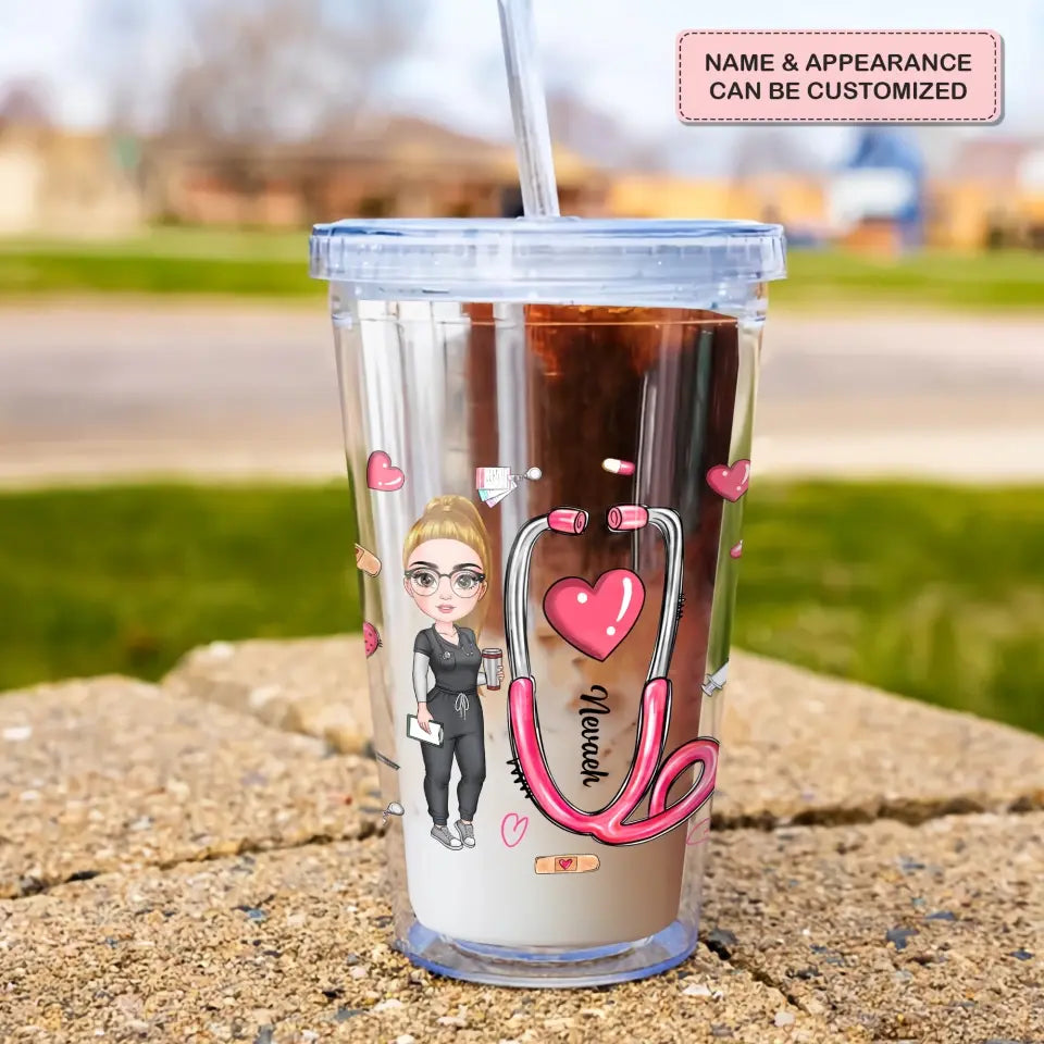 Personalized Acrylic Tumbler - Nurse's Day, Birthday Gift For Nurse - She Works Willingly With Her Hands ARND005