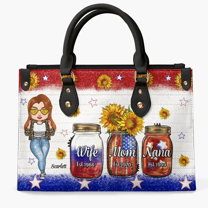 Personalized Leather Bag - Independence Day, Mother's Day, Birthday Gift For Mom, Grandma - Wife Mom Nana Independence Day ARND005