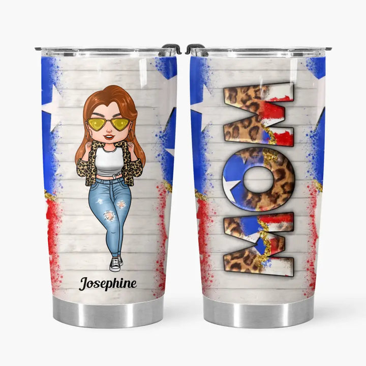 Personalized Tumbler - Gift For Mother, Grandma - American Mom