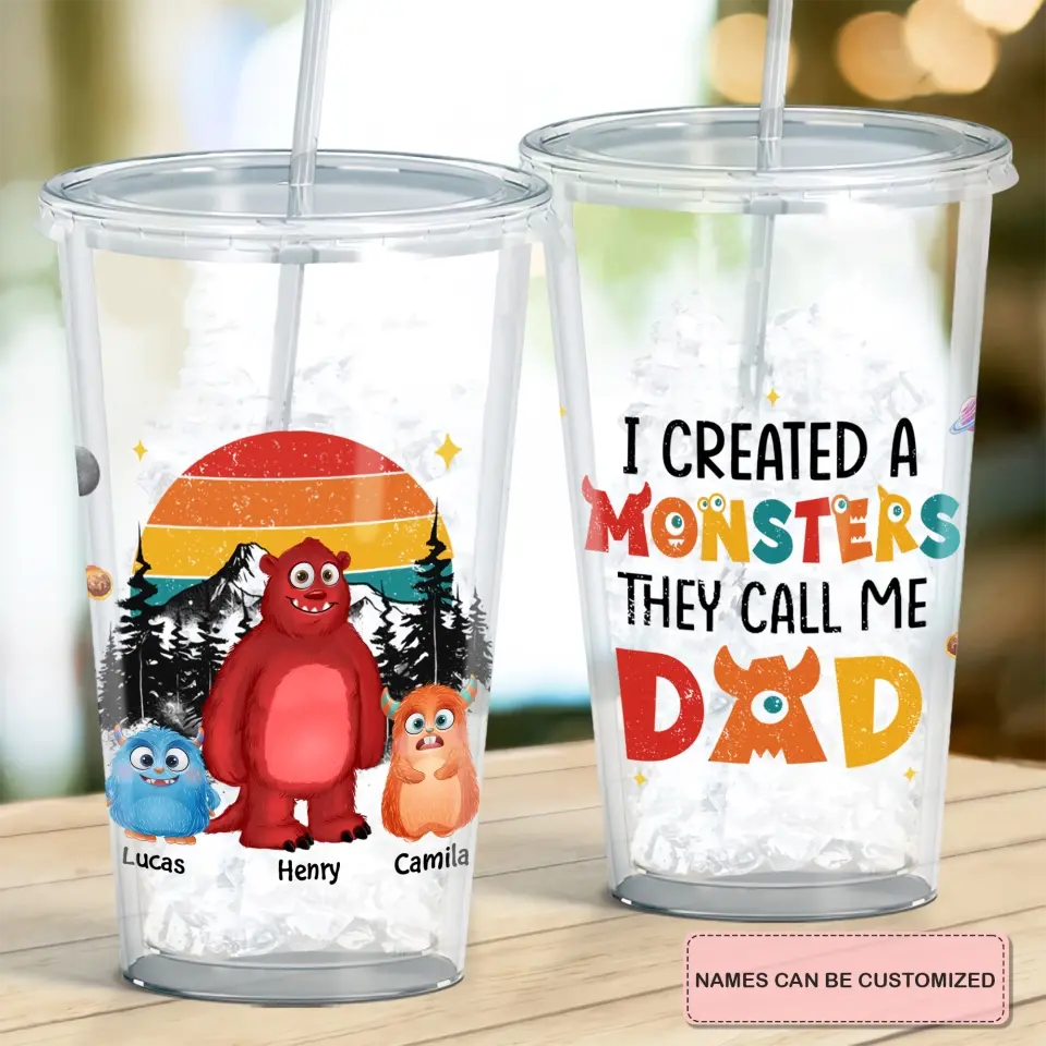 Personalized Acrylic Tumbler - Father's Day, Birthday Gift For Dad, Grandpa - I Create Monsters They Call Me Dad ARND0014