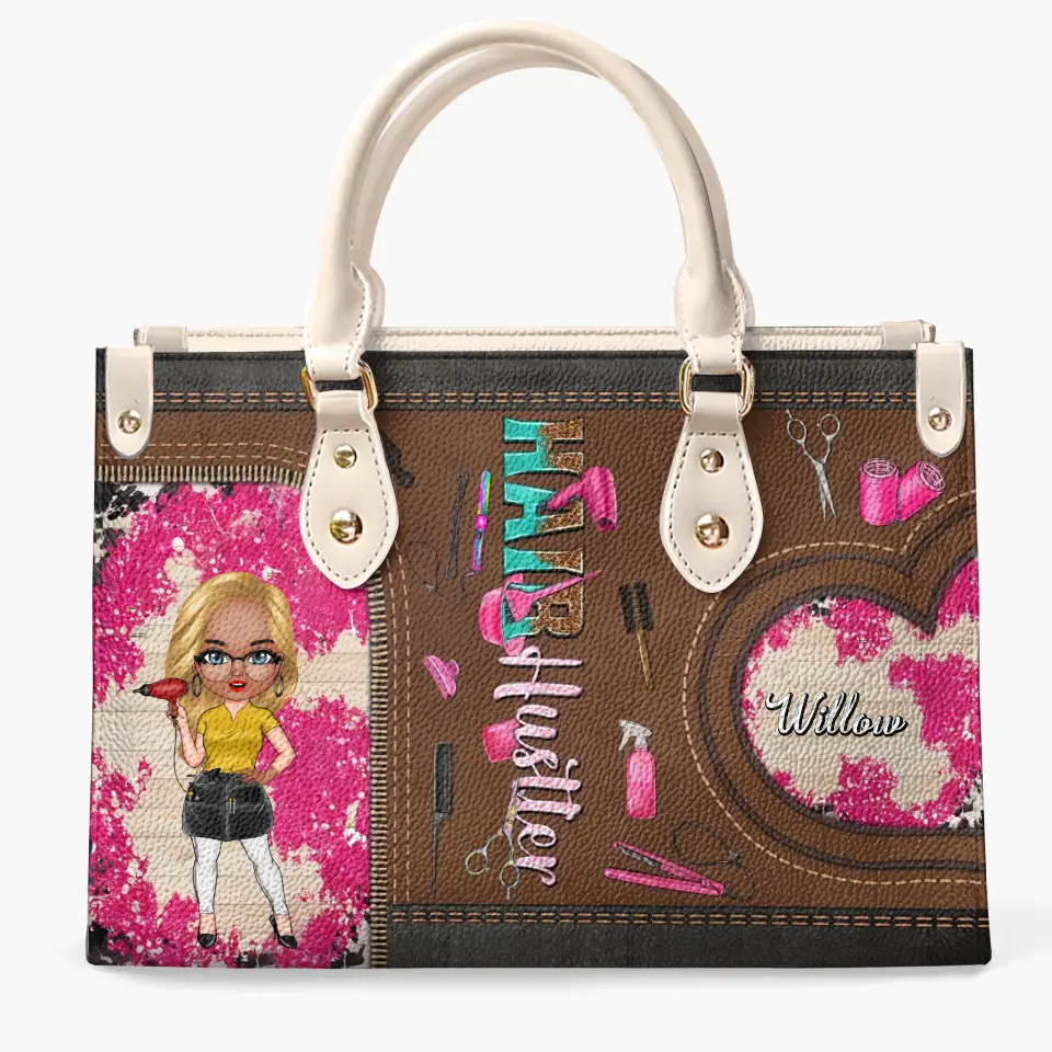Personalized Leather Bag - Birthday Gift For Hairstylist - Hair Hustle ARND005