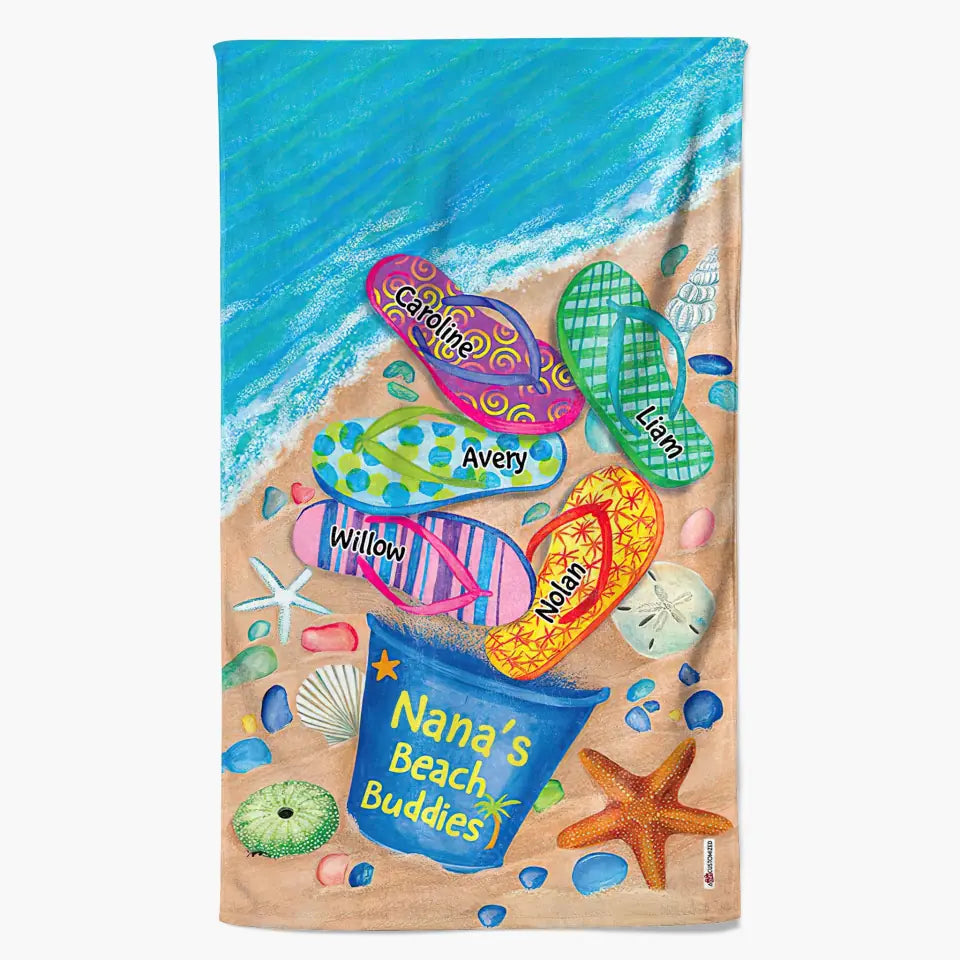 Personalized Beach Towel - Mother's Day, Birthday Gift For Mom, Grandma - Grandma's Beach Buddies ARND018