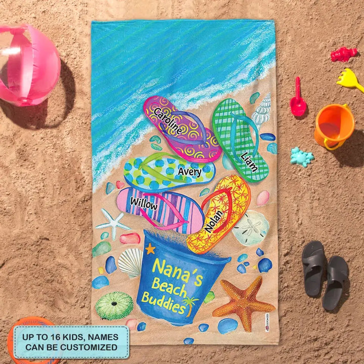 Personalized Beach Towel - Mother's Day, Birthday Gift For Mom, Grandma - Grandma's Beach Buddies ARND018
